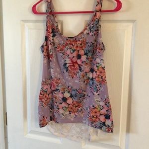 Floral tank with sheer back